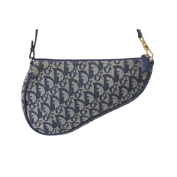 Dior Handbag Saddle Pouch Trotter Christian  Navy - Picture 1 of 10